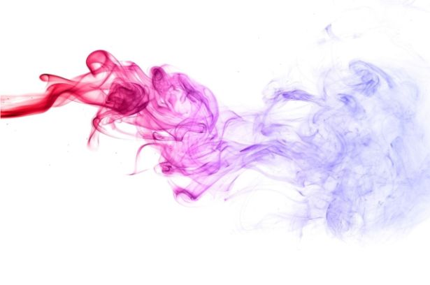 Fumée de cigarette avec une couleur dégradée du rouge au violet, représentant le monoxyde de carbone
